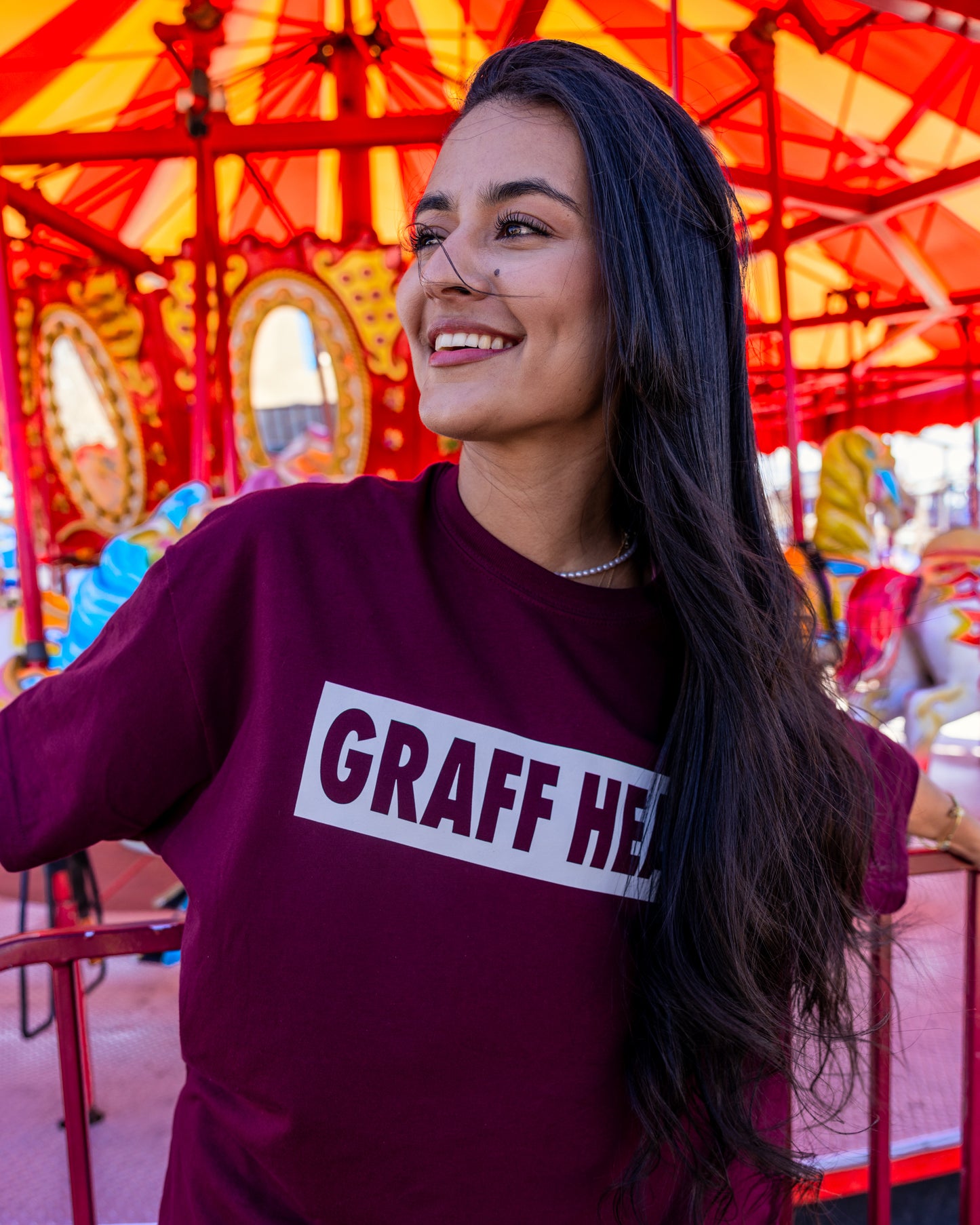 GRAFF HEAD Box Logo T-Shirt (burgundy/white)
